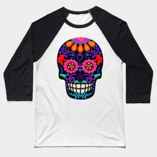 Day of the Dead | Sugar Skull | Felt Texture Style Baseball T-Shirt
